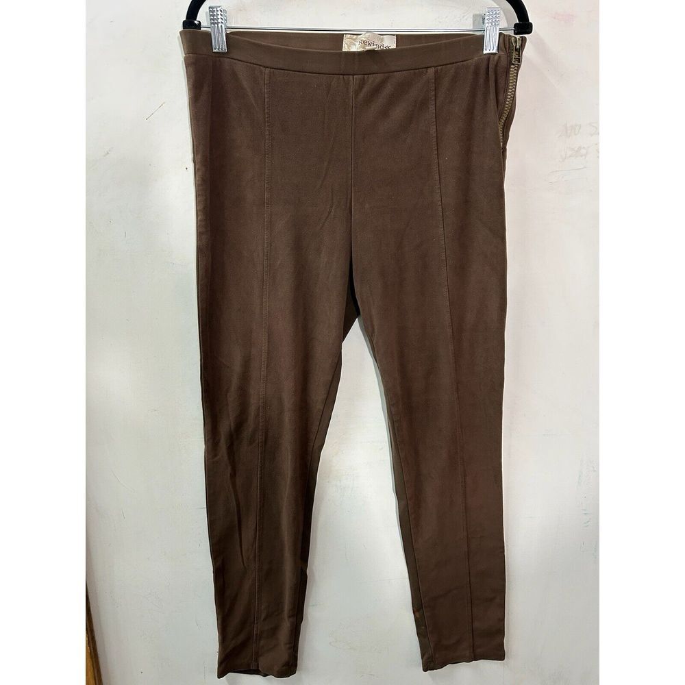 Rewind Womens Dress Pants Size XL Brown‎ Stretch Side Zip